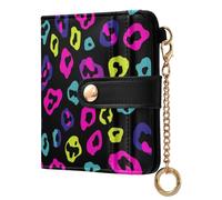 EtherSpher Leopard Pattern Blue Purple Black Convenient Ladies Cute Foldable Wallet PU Leather Bifold Wallet for Women Boys Girls