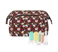EtherSpher Lilly Floral White Wildflower Red Makeup Bags Waterproof Make Up Bags Jewelry for Women Travel, lilly floral white wildflower red, One Size