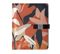 EtherSpher Lily Design Dark Red Black leather lined spiral notebook water proof cover subject notebook college for planning 6.7x9.2