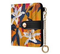 EtherSpher Lily Flower Dark Red Black Convenient Ladies Classic Foldable Wallet Everyday PU Leather Wallet for Women Boys Girls