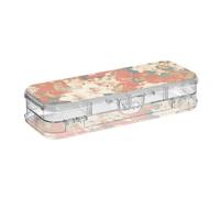 EtherSpher Lily Flowers Orange Background Japanese Woodblock Prints Designed Plastic Box For Pencils 2 Layer Transparent Pens Cases For Stationery Supplies With Snap Lid