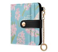 EtherSpher Lovely Colorful Flower Baby Blue Convenient Women's Folding Wallet PU Leather Folding Wallet for Women Boys Girls