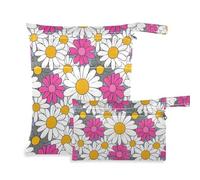 EtherSpher Lovely Daisy Floral Peach White Bloom zippered bag for swimming 2 Pack travel essentials for baby with handles for yoga, daycare