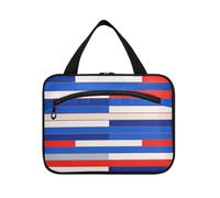 EtherSpher Lovely Stripe White Red Blue hanging travel kit for women with hook, designer essential makeup bag for cruise travel trip estuche para guardar maquillaje L, lovely stripe white red blue, L