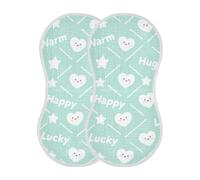 EtherSpher Lucky Heart-shaped Star Happy Wihte Green Cotton burp cloth Easy care feed cloth For gender neutral set of 2, 22x11in muselinas para