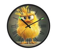 EtherSpher Luminous Voice-Activated Clocks Silent Non-Ticking Battery Operated Clock Cartoon Funny Yellow Pet Chicken 12 Inch Decorative for Kitchen Office Bathroom Bedroom