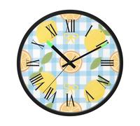 EtherSpher Luminous Voice-Activated Silent Clocks Battery Operated Silent Non-Ticking Clock Cute Cartoon Yellow Lemon 12 Inch Round Easy to Read Home/Office/Kitchen/Classroom