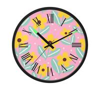 EtherSpher Luminous Voice-Activated Silent Clocks Silent Non-Ticking Battery Operated Clock Simple Little Flowers Yellow 12 Inch Decorative for Kitchen Living Room Home Office