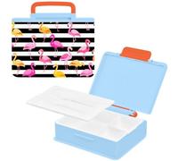 EtherSpher Lunch Box Black and White Striped Flamingo