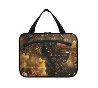 EtherSpher Magnificent Black Panther hanging travel bag toiletry kit with hook, designer fashion makeup bag for mom traveling bolsas para maquillaje L, magnificent Black Panther, L