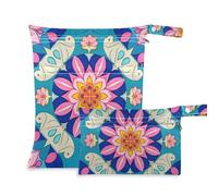 EtherSpher Mandala Floral Colorful zippered wet dry bags for diaper bag 2 Pack travel essentials for babies with handles for baby diapers, baby diapers