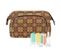 EtherSpher Mandala Shape Gold Toiletry Bags Portable Travel Toiletry Bag Women's Coin Purse Wallet for Large Capacity, mandala shape gold, One Size