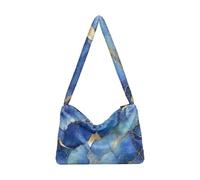 EtherSpher Marble Silver Royal Blue fluffier Plush Underarm Bag fuzzy Women's Tote Handbags for mothers day