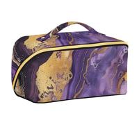 EtherSpher Marble Stone Purple Gold Designed Cosmetics Bag with dividers Waterproof Make Up Bags For Women Vertical Free-Standing