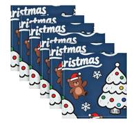 EtherSpher Merry Christmas Cartoon Animal Bears Dark Blue decorative napkins reusable decorative cocktail set servilletas de tela para fiestas 20 x 20in set of 6