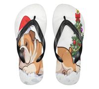 EtherSpher Merry Christmas Cartoon dog rubber flip flops men Quick-Dry women's flip for Outdoor Swimming, Hiking, Travel beach