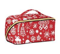 EtherSpher Merry Christmas Icons Snowflakes Red Designed Cosmetic Bags with dividers stylish Makeup Bags For Women Travel-Size Accessories