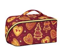 EtherSpher Merry Christmas love red Cookies Designed Toiletry Bag with dividers Waterproof Cosmetic Bags With Zipper Vertical Free-Standing