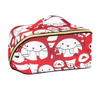 EtherSpher Merry Christmas Red and White Candy Color Designed Makeup Bags with dividers Large Cosmetic Bags With Zipper Vertical Free-Standing