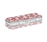 EtherSpher Merry Christmas Snowflake Deer White Red Designed Plastic Pencil Box Clear 2 Layer Hard Pens Case Boxes For School With Lid