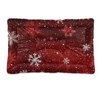 EtherSpher Merry Christmas Snowflake Red Washable Pet Mattress Non-Slip Soft Comfortable Pet Kennel Beds for Large Jumbo Medium Small Dogs 36" x 24"