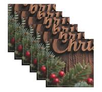 EtherSpher Merry Christmas Text Holly decorative reusable dinner napkins color summer fabric napkins servilletas de tela para fiestas 20 x 20in set of 6