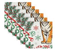 EtherSpher Merry Christmas Tigers Green decorative vintage dinner napkins wrinkle free kitchen table cloth servilleta de tela para comedor 20 x 20in set of 6
