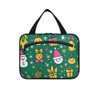 EtherSpher Merry Christmas Tree Cartoon Cute White Penguin hanging womens toiletry travel bag with hook, designer portable makeup bags for essentials for women trip maleta para maquillaje L, Merry