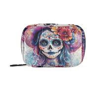 EtherSpher Mexican Day Of Dead Beautiful Lady medicine bag with Detachable Compartments reusable medicine pill organizer for purse