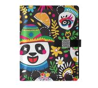 EtherSpher Mexico Cinco De Mayo Pandas Vivid Color leather lined ruled notebook water proof cover college ruled notebooks for diary 6.7x9.2