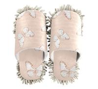 EtherSpher Microfiber Cleaning Slippers Cleaning Slippers Doodle Style Butterflies Rose Gold
