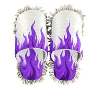 EtherSpher Microfiber Cleaning Slippers Indoor Dirt Dusting Mopping Slippers White Fluorescent Purple Cool Flame