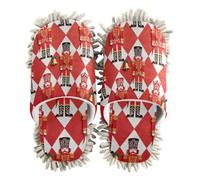 EtherSpher Microfiber Cleaning Slippers Shoes for Kitchen House Cleaning Paper-cut Style Nutcracker Soldiers Red