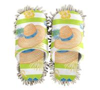 EtherSpher Microfiber Cleaning Slippers Shoes for Kitchen House Cleaning Seashell Beach Hat Summer Stripe
