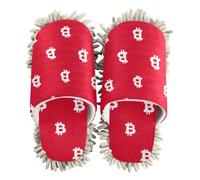 EtherSpher Microfiber Cleaning Slippers Shoes for Kitchen House Cleaning White Bitcoin Sign Red