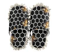 EtherSpher Microfiber Floor Mop Slippers Cleaning Slippers Black Yellow Queen Bee Garden