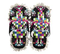 EtherSpher Microfiber Floor Mop Slippers Cleaning Slippers Crazy Checkered Chick Snowflake Multi