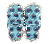 EtherSpher Microfiber Floor Mop Slippers Cleaning Slippers Cute Cartoon Blue Train