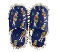 EtherSpher Microfiber Floor Mop Slippers Indoor Dirt Dusting Mopping Slippers Childish Cartoon Nutcracker Soldiers Blue