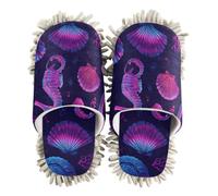 EtherSpher Microfiber Floor Mop Slippers Indoor Dirt Dusting Mopping Slippers Neon Sea Ocean Animal Seahorse Shell