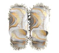EtherSpher Microfiber Floor Mop Slippers Indoor Dirt Dusting Mopping Slippers White Golden Marble Stone