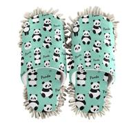 EtherSpher Microfiber Floor Mop Slippers Shoes for Kitchen House Cleaning Cute Panda Bear Animal Text Blue Kids Zoo