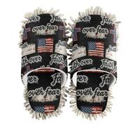 EtherSpher Microfiber Mop Shoes Slipper Cleaning Slippers Faith over Fear Denim Flag Black
