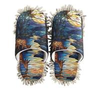 EtherSpher Microfiber Mop Shoes Slipper Cleaning Slippers Stained Glass Deer