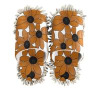 EtherSpher Microfiber Mop Shoes Slipper Indoor Dirt Dusting Mopping Slippers Black-eyed Susan Simple Line Art Valentinesnes Coffee