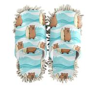 EtherSpher Microfiber Mop Shoes Slipper Indoor Dirt Dusting Mopping Slippers Cartoon Cute Capybaras