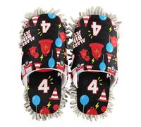 EtherSpher Microfiber Mop Shoes Slipper Indoor Dirt Dusting Mopping Slippers Fire Truck 4th Birthday