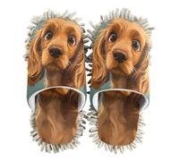 EtherSpher Microfiber Mop Shoes Slipper Shoes for Kitchen House Cleaning Cartoon Funny Cocker Brown Spaniel Dog