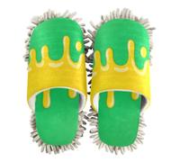 EtherSpher Microfiber Mop Shoes Slipper Shoes for Kitchen House Cleaning Drip Style Street Graffiti Yellow Green