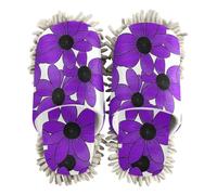 EtherSpher Microfiber Mop Slippers for Floor Cleaning Cleaning Slippers Black-eyed Susan Simple Line Art Valentinesnes Purple